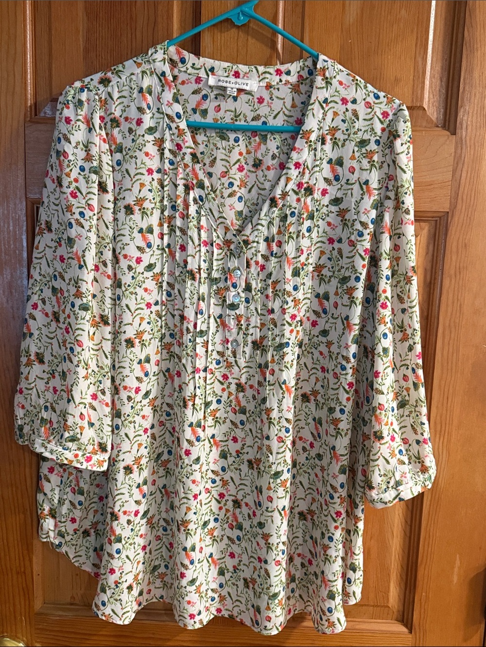 Rose & Olive women’s floral 3/4 sleeve blouse size 1X .